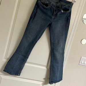 Love indigo jeans. Size 14. Slight damage to bottoms as pictured